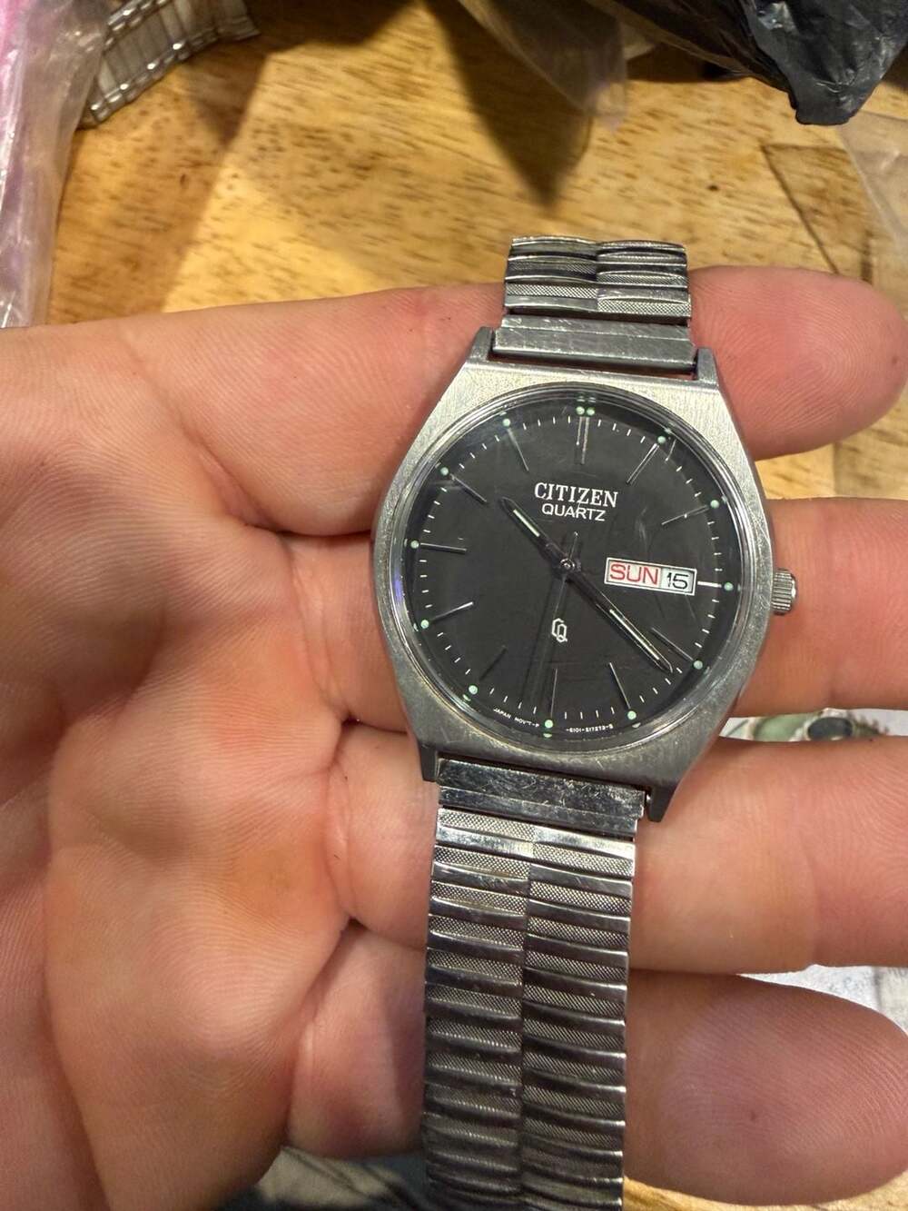Citizen Quartz Black Dial Stainless Steel Watch